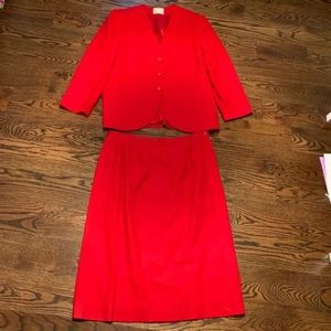 Pendleton 100% Virgin Wool Made in USA Womens Red Blazer & Skirt, PLEASE READ